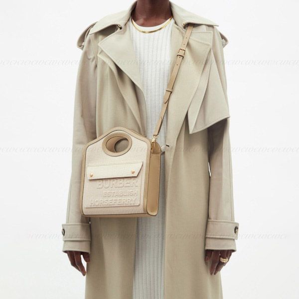 関送込バーバリー ショルダーバッグ コピー☆ポケット ミニクロスボディバッグ ベージュ 1418152